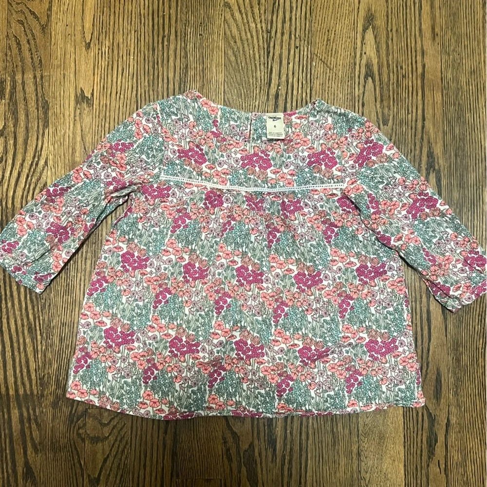 OshKosh B'gosh Floral Long Sleeve Top - Pink & Green